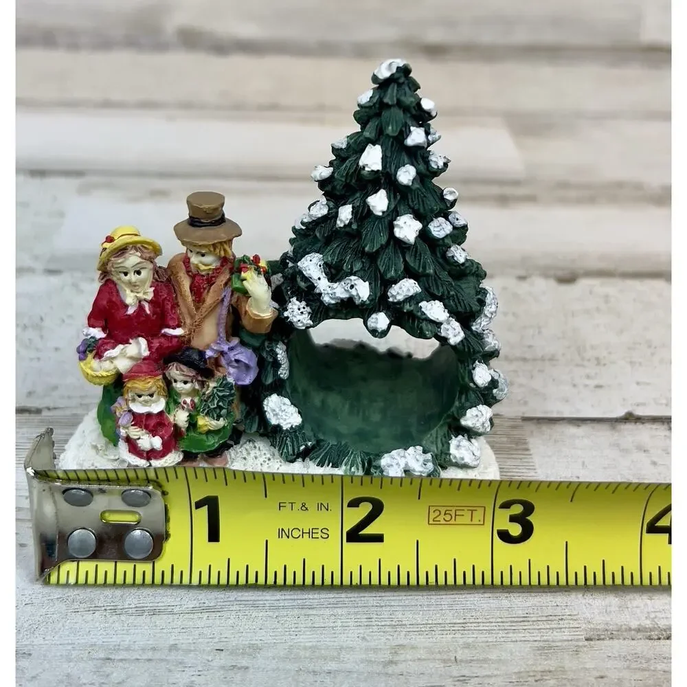 Vintage Christmas Carolers Napkin Holder Resin Snowy Trees Holiday Table Decor